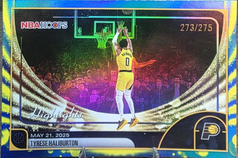 2025 Topps NBA Hoops Tyrese Haliburton [Rainbow Blue Yellow] #262 card