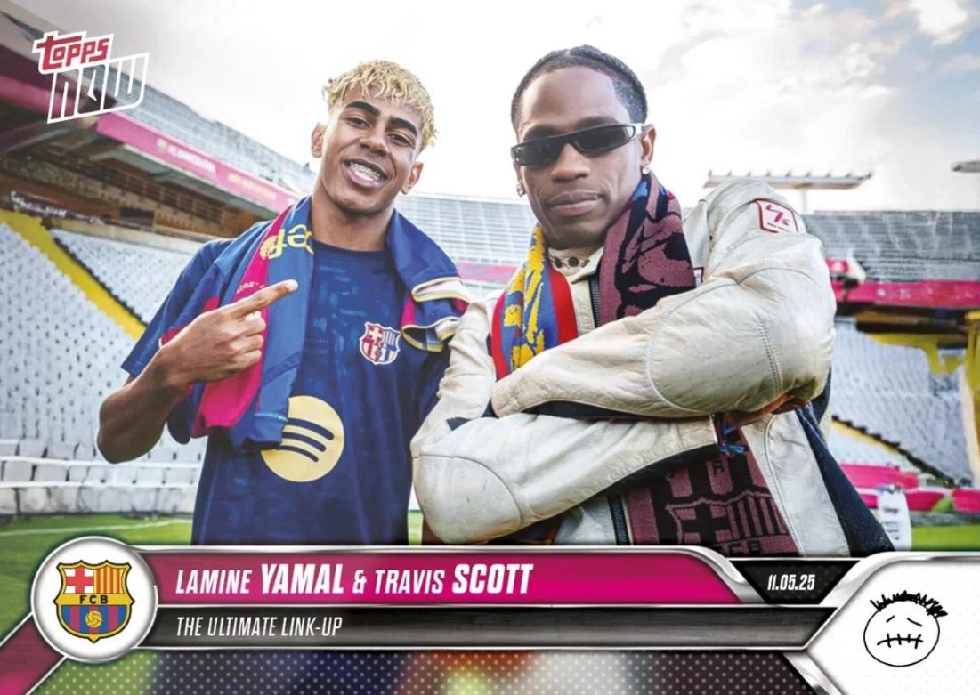 2025 Topps Now Lamine Yamal / Travis Scott #1 card