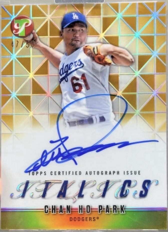 2025 Topps Pristine Italics Autograph Chan Ho Park [Gold] #I-CP card