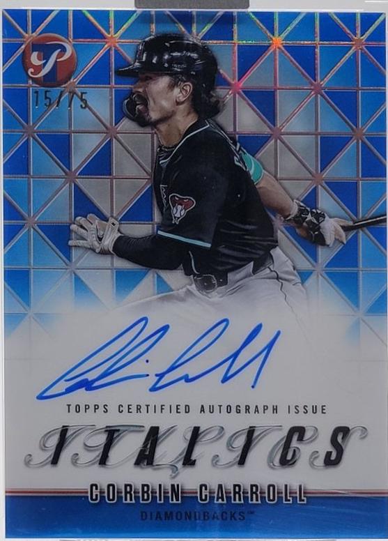 2025 Topps Pristine Italics Autograph Corbin Carroll [Blue] #I-CC card
