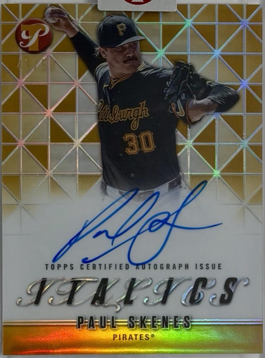 2025 Topps Pristine Italics Autograph Paul Skenes [Gold] #I-PS card