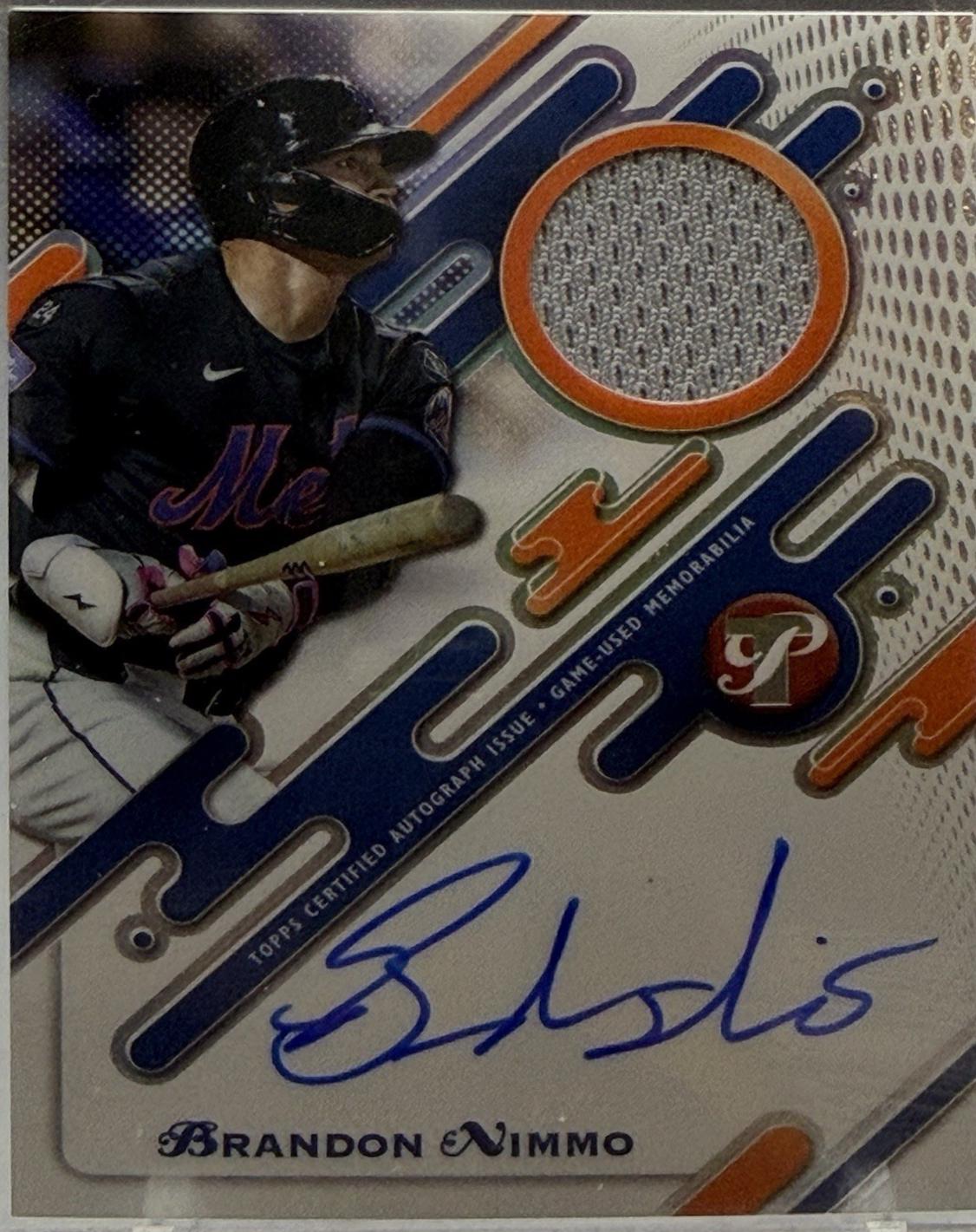 2025 Topps Pristine Pieces Autograph Relics Brandon Nimmo #PPAR-BN card