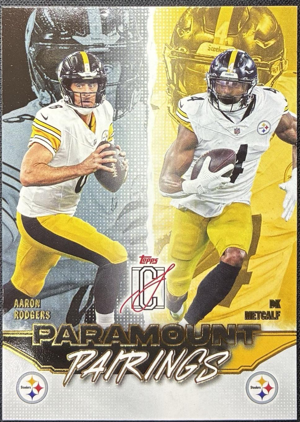 2025 Topps Signature Class Paramount Pairings Aaron Rodgers / DK Metcalf #PP-19 card