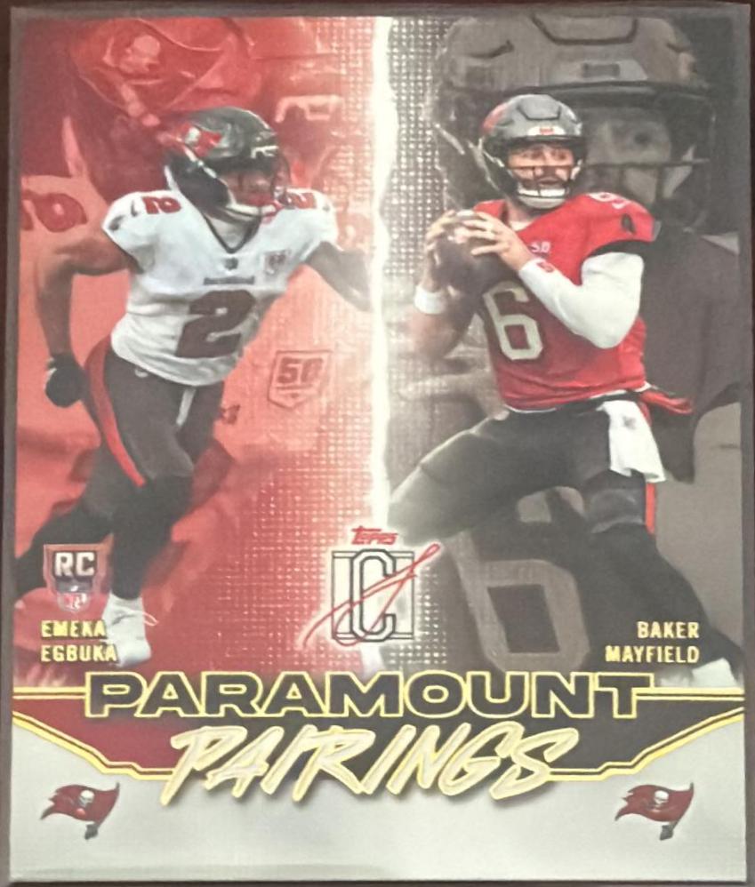 2025 Topps Signature Class Paramount Pairings Baker Mayfield / Emeka Egbuka #PP-9 card