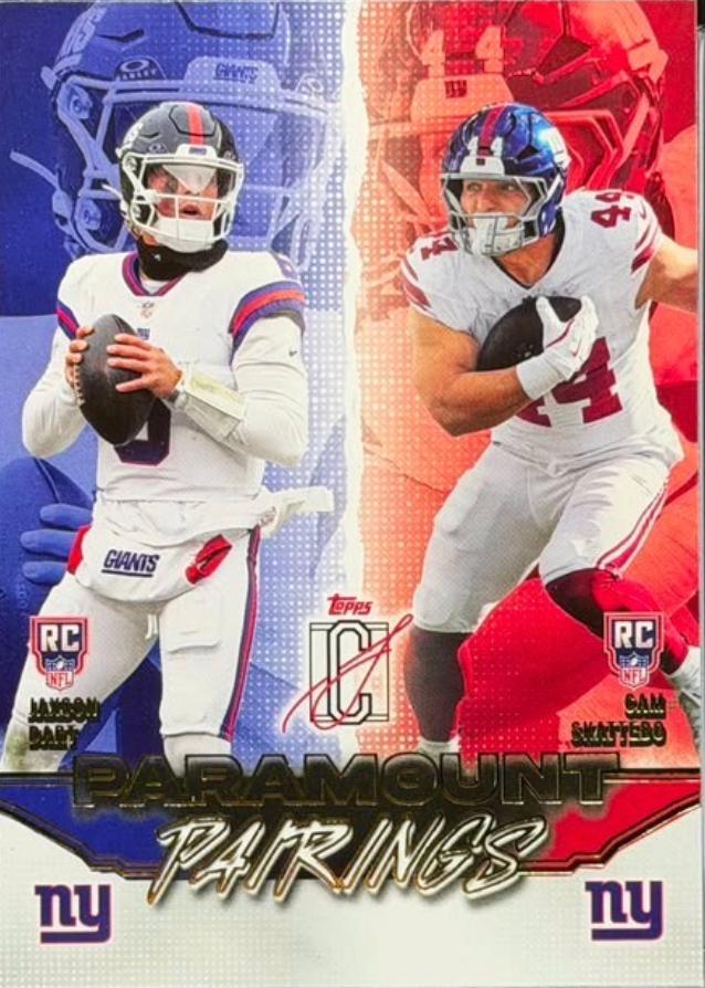 2025 Topps Signature Class Paramount Pairings Cam Skattebo / Jaxson Dart #PP-2 card