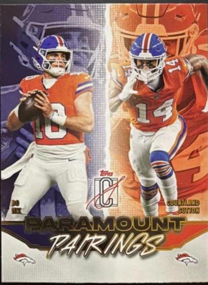 2025 Topps Signature Class Paramount Pairings Courtland Sutton / Bo Nix #PP-3 card