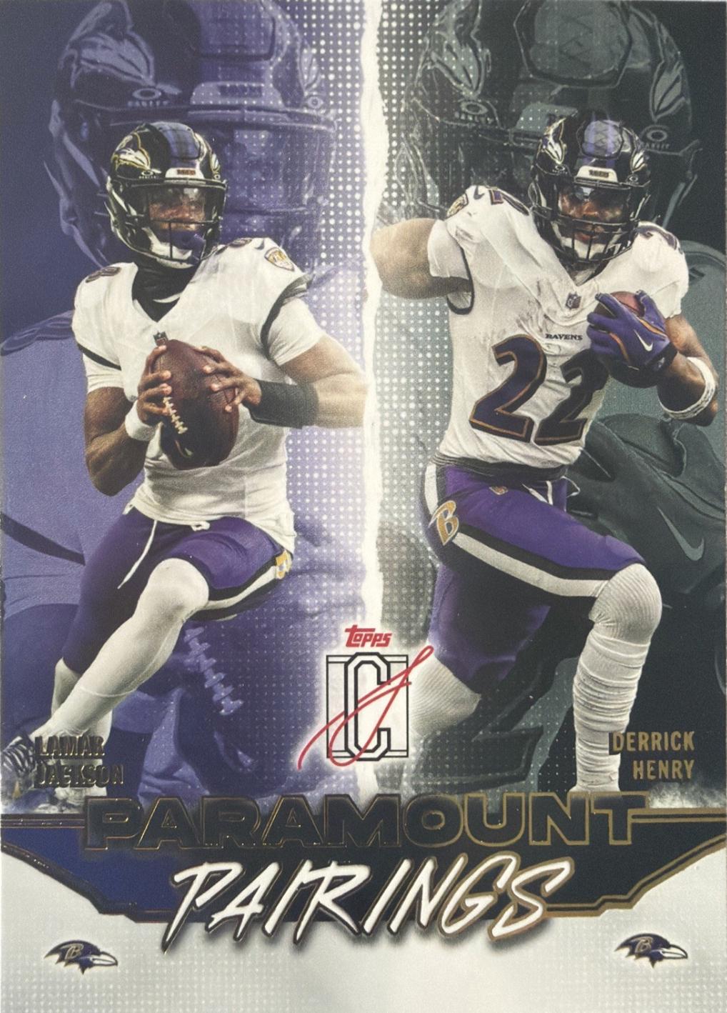 2025 Topps Signature Class Paramount Pairings Derrick Henry / Lamar Jackson #PP-18 card