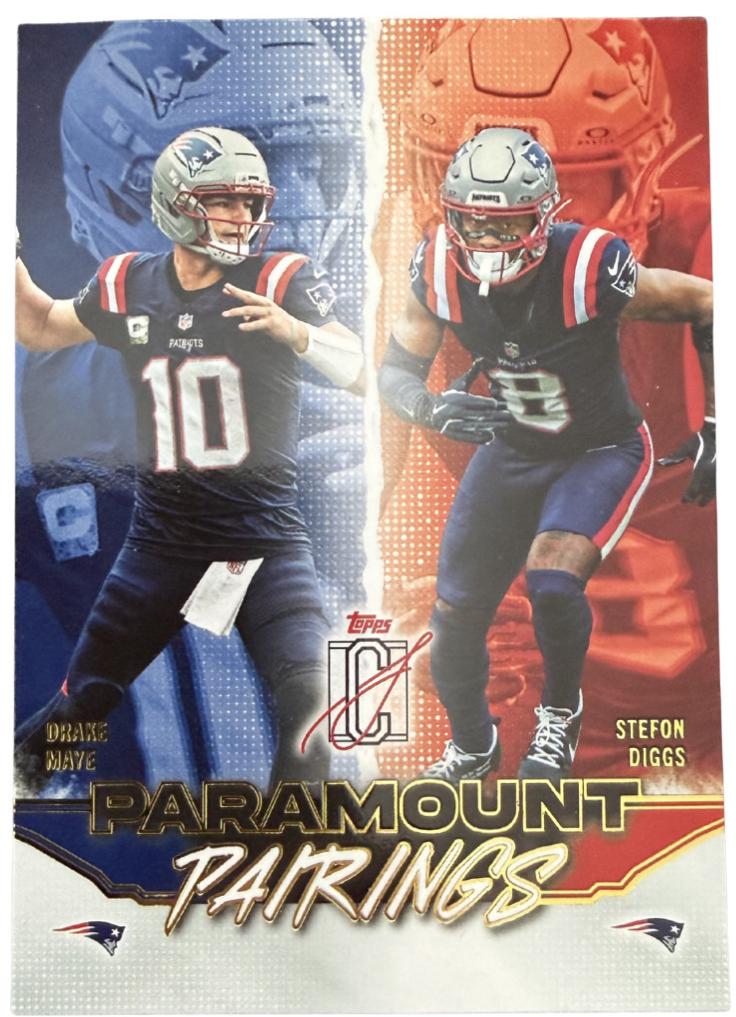 2025 Topps Signature Class Paramount Pairings Drake Maye / Stefon Diggs #PP-4 card