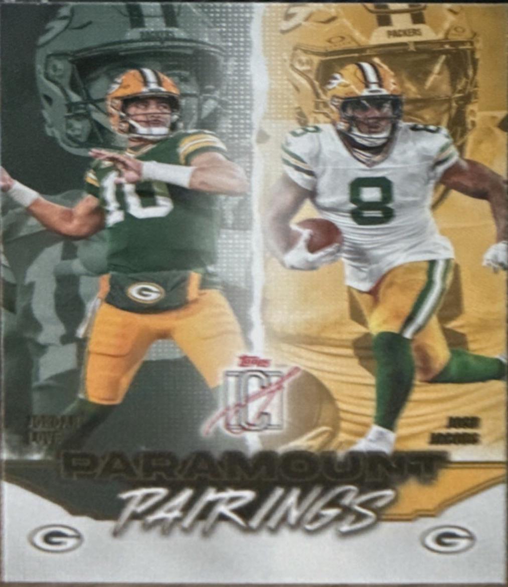 2025 Topps Signature Class Paramount Pairings Josh Jacobs / Jordan Love #PP-20 card