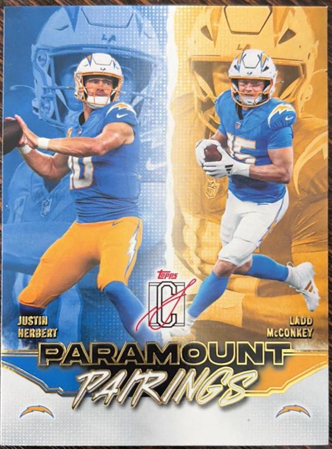 2025 Topps Signature Class Paramount Pairings Ladd McConkey / Justin Herbert #PP-10 card