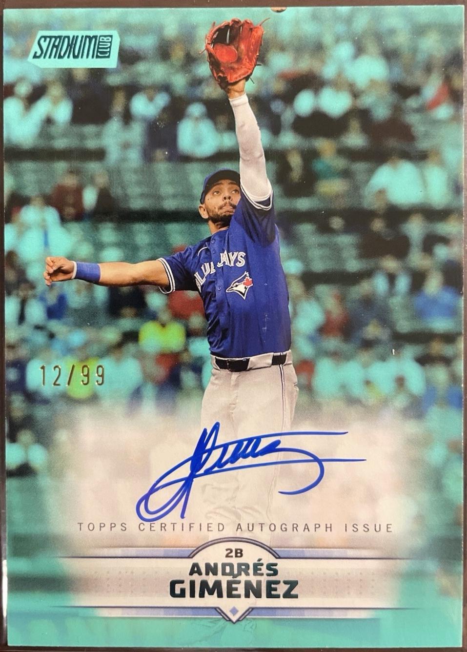 2025 Topps Stadium Club Autograph Andres Gimenez #SCBA-AG card
