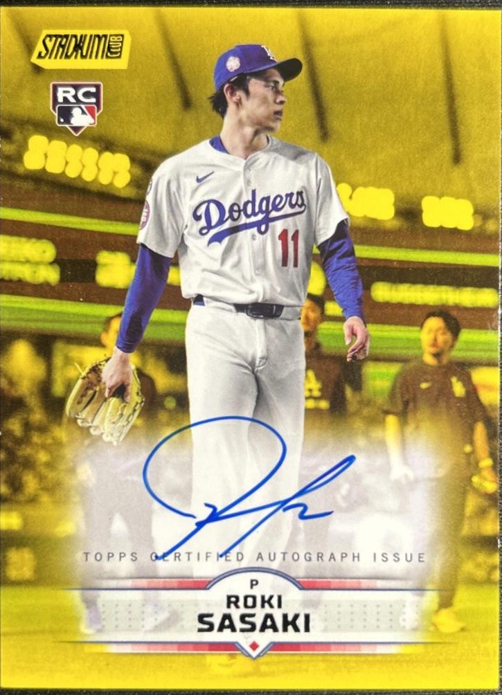2025 Topps Stadium Club Autograph Roki Sasaki [Yellow] #SCBA-RS card