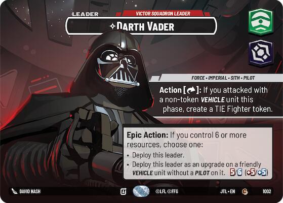 2025 Unlimited: Jump to Lightspeed Darth Vader - Victor Squadron Leader #1002 card