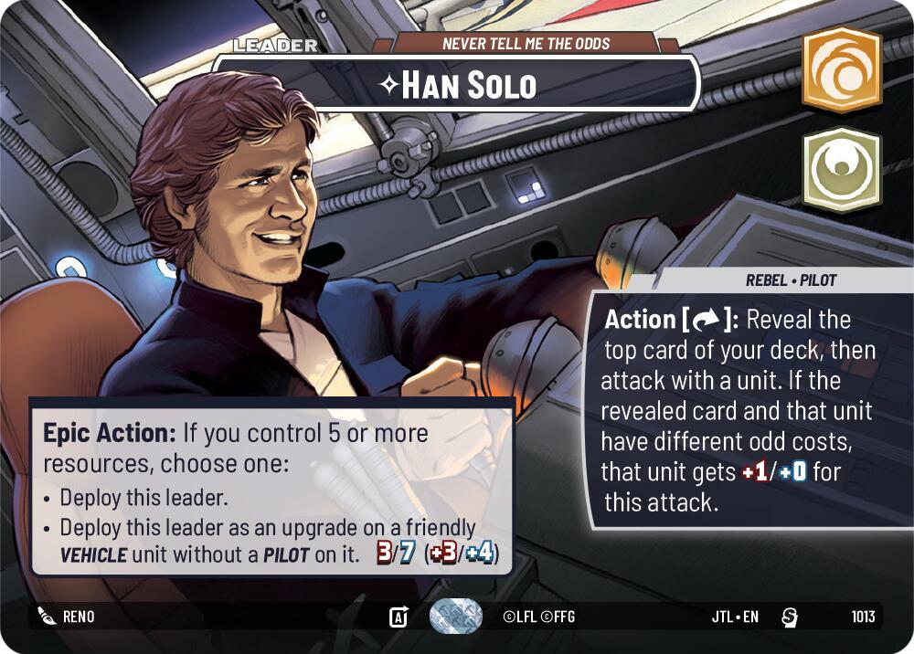 2025 Unlimited: Jump to Lightspeed Han Solo - Never Tell Me the Odds #1013 card