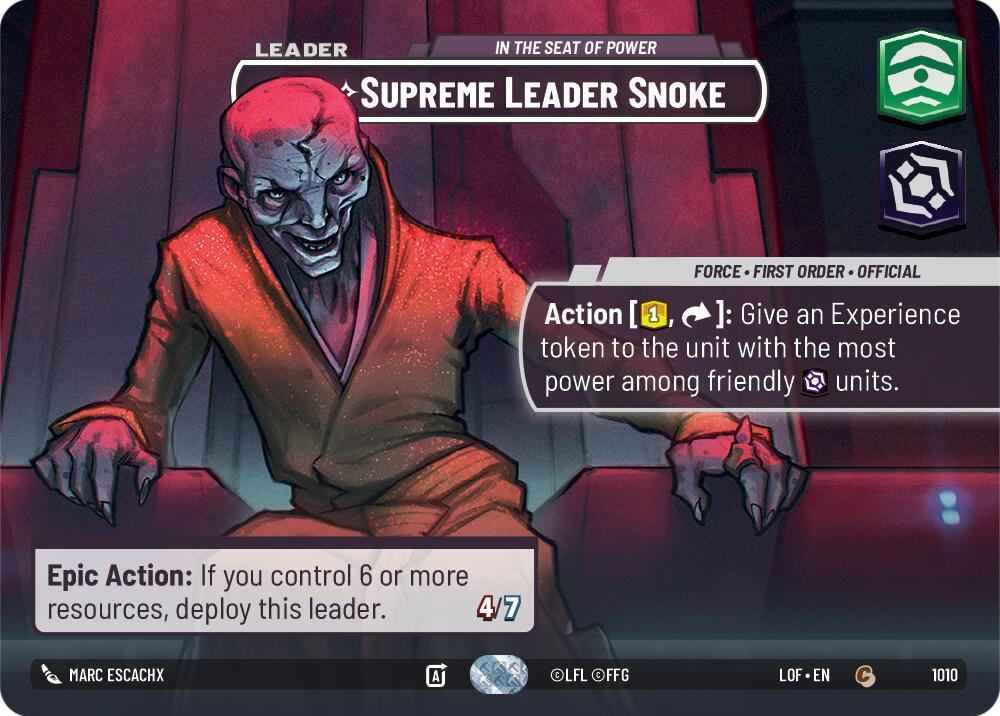 2025 Unlimited: Legends of the Force Supreme Leader Snoke - In the Seat of Power [Showcase] #1010 card