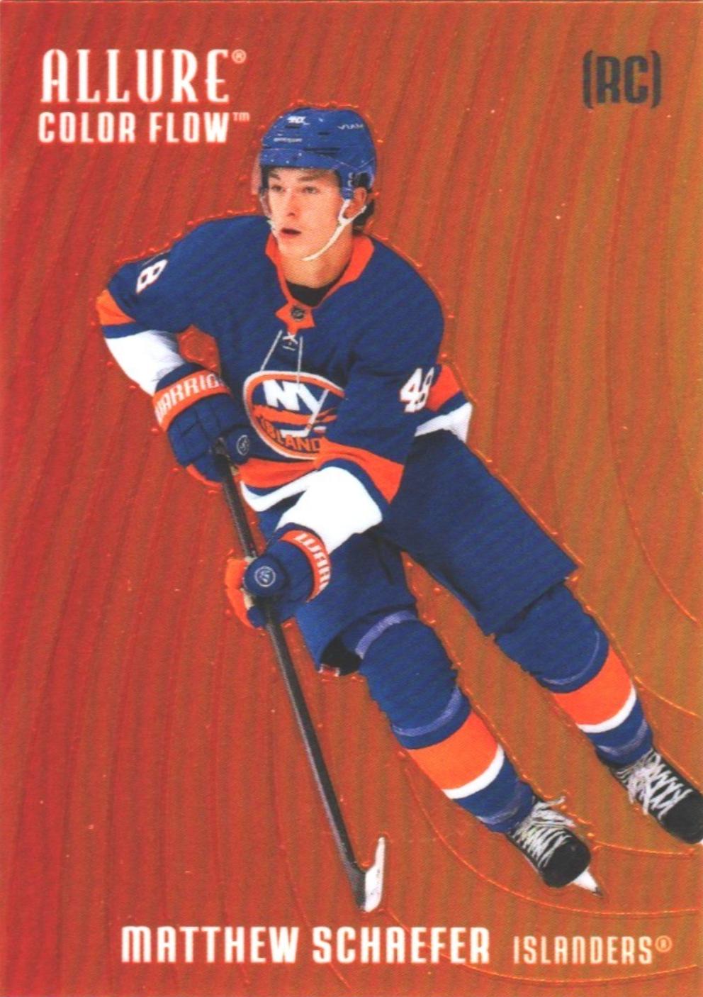 2025 Upper Deck Allure Color Flow Matthew Schaefer [Extended Rookie Red Orange] #CF-MS card