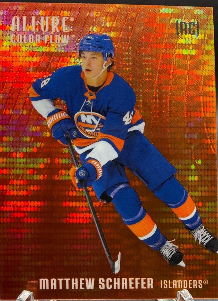 2025 Upper Deck Allure Color Flow Matthew Schaefer [Red Orange Spectrum Extended Rookie] #CF-MS card