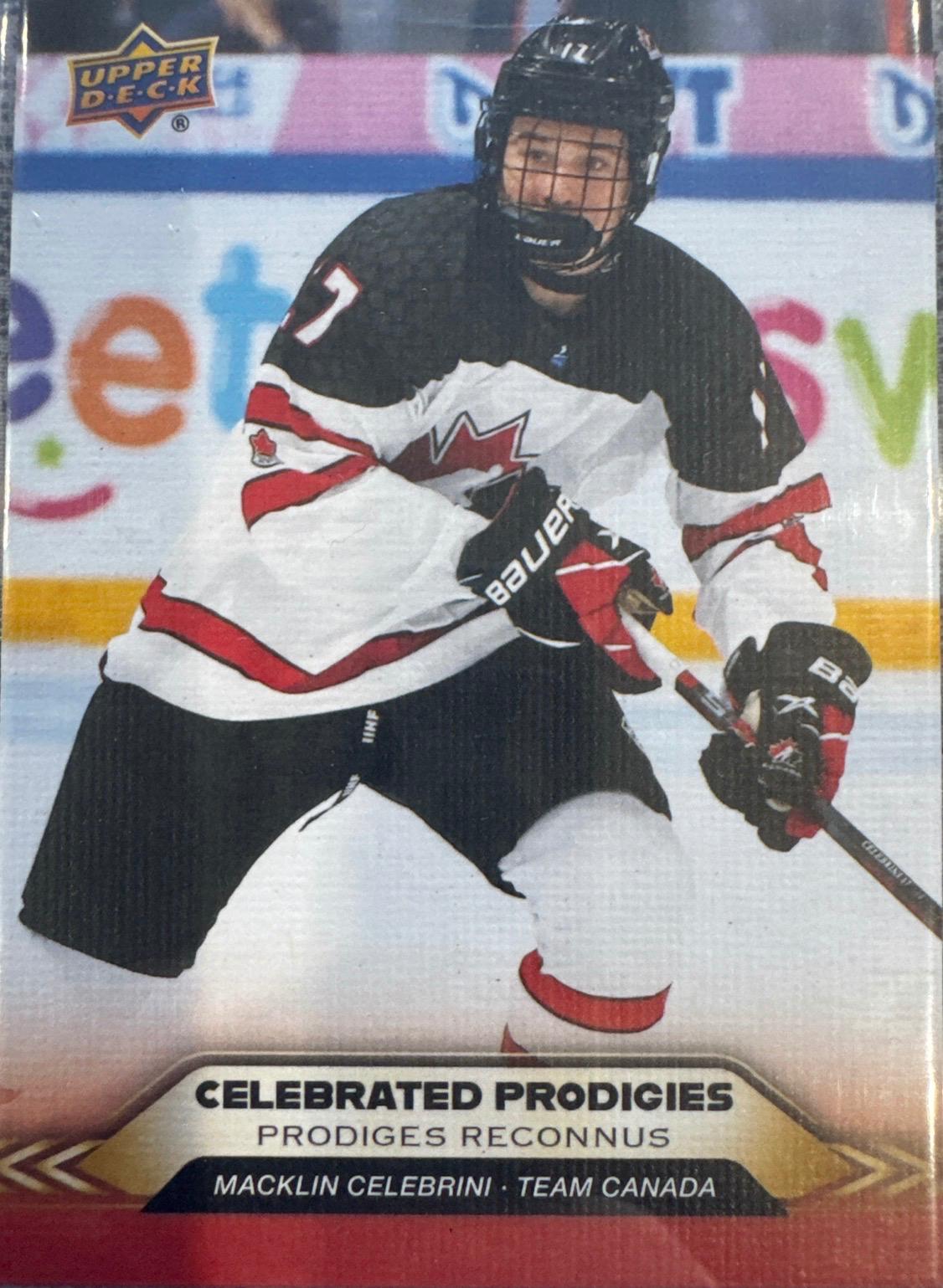 2025 Upper Deck Tim Hortons Team Canada Celebrated Prodigies Macklin Celebrini #CP-5 card