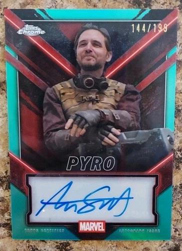 2026 2025 Topps Chrome Deadpool Autograph Aaron Stanford (Pyro) [Aqua] #TC-AS card