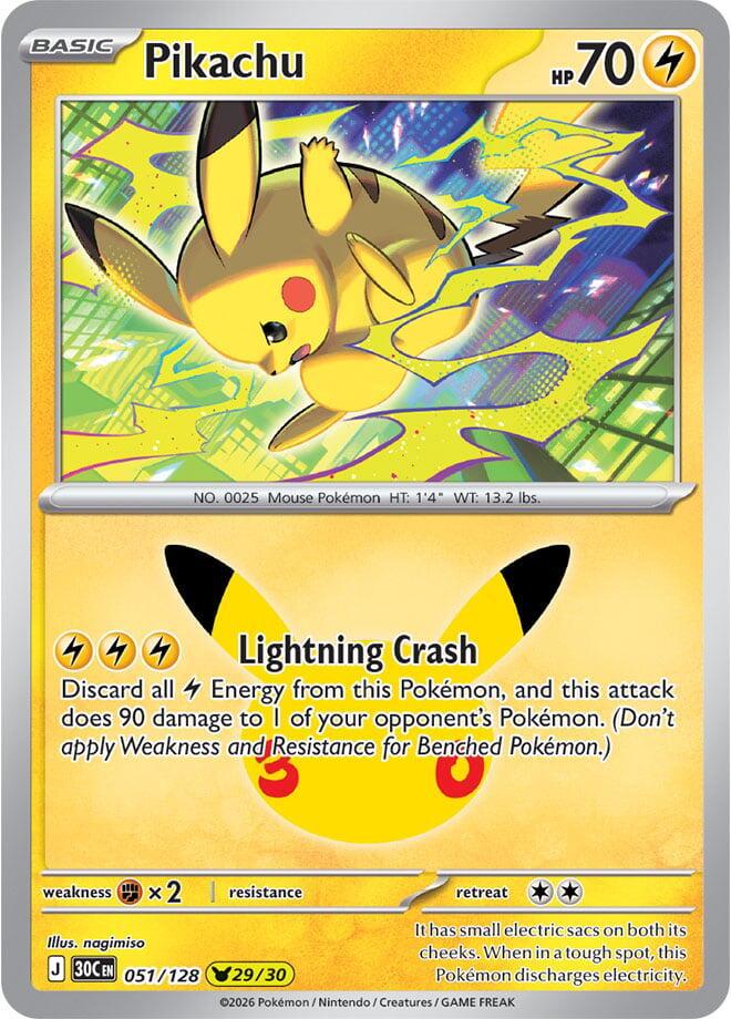 2026 30th Celebration Pikachu #51 card