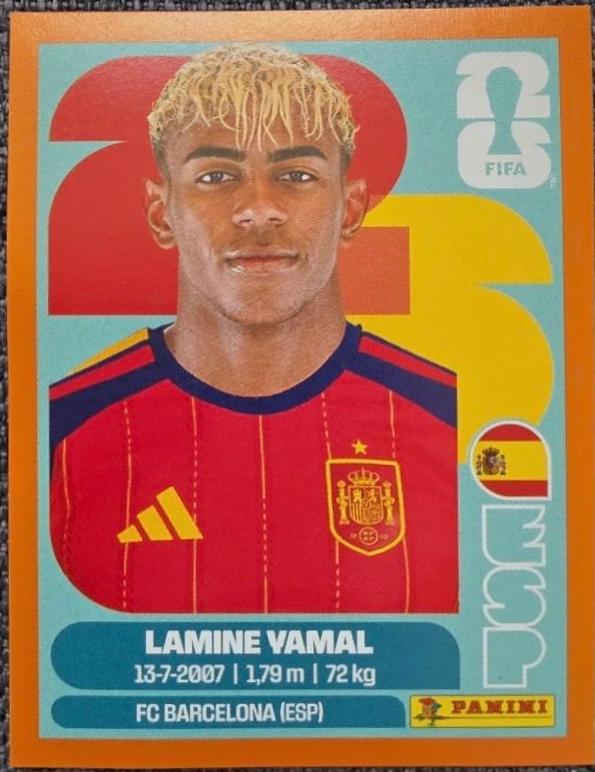 2026 Panini FIFA World Cup Stickers Lamine Yamal [Orange] #ESP15 card