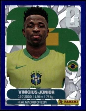 2026 Panini FIFA World Cup Stickers Vinicius Junior [Blue Crumple] #BRA14 card