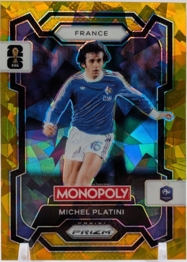 2026 Panini Prizm Monopoly FIFA World Cup Michel Platini [Gold Cracked Ice] #13 card