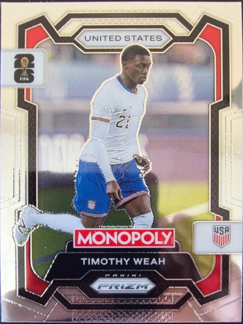 2026 Panini Prizm Monopoly FIFA World Cup Timothy Weah #71 card