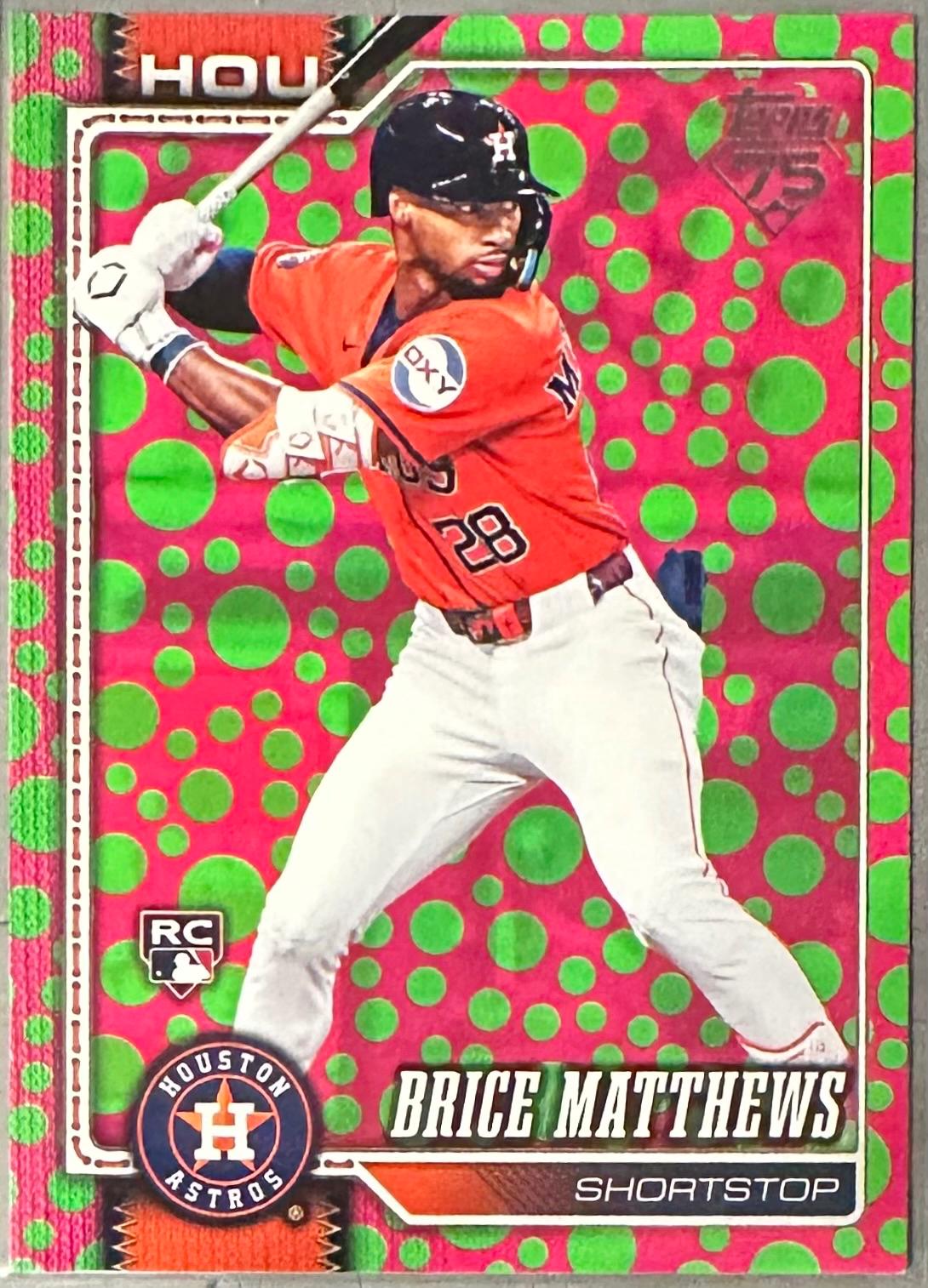 2026 Topps Brice Matthews [Holiday Dots Green Pink] #132 card