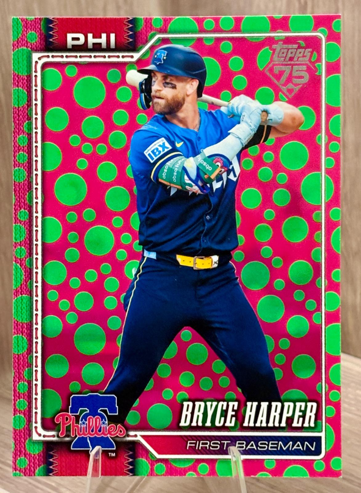 2026 Topps Bryce Harper [Holiday Dots Green Pink] #250 card