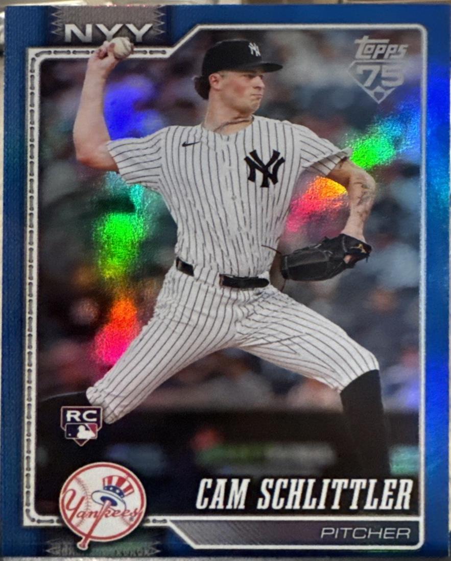 2026 Topps Cam Schlittler [Blue Rainbow] #111 card