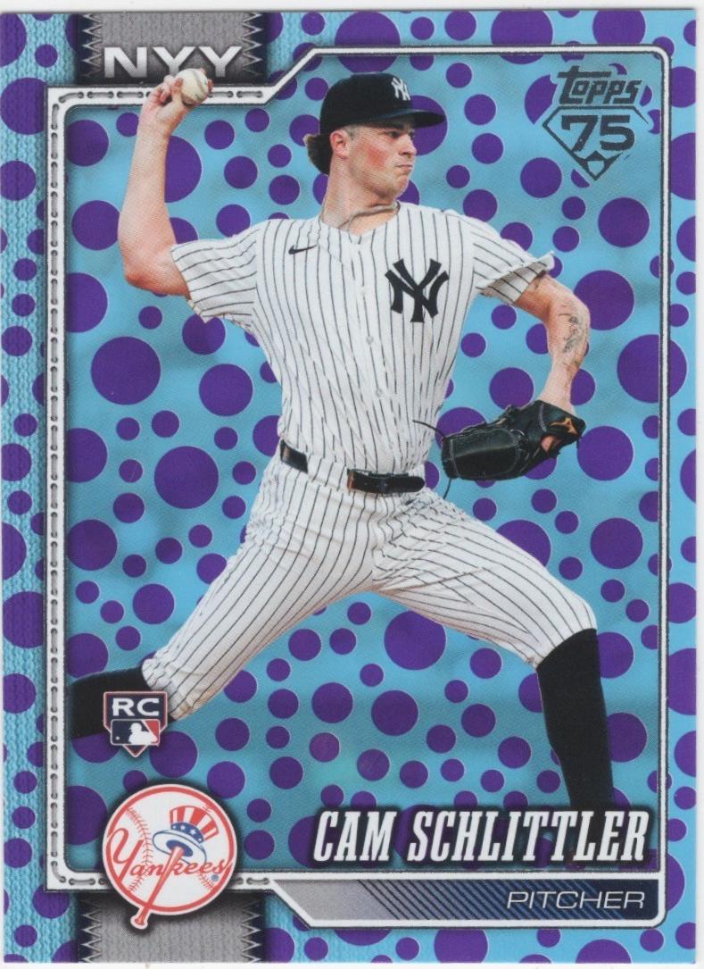 2026 Topps Cam Schlittler [Holiday Dots Purple Blue] #111 card