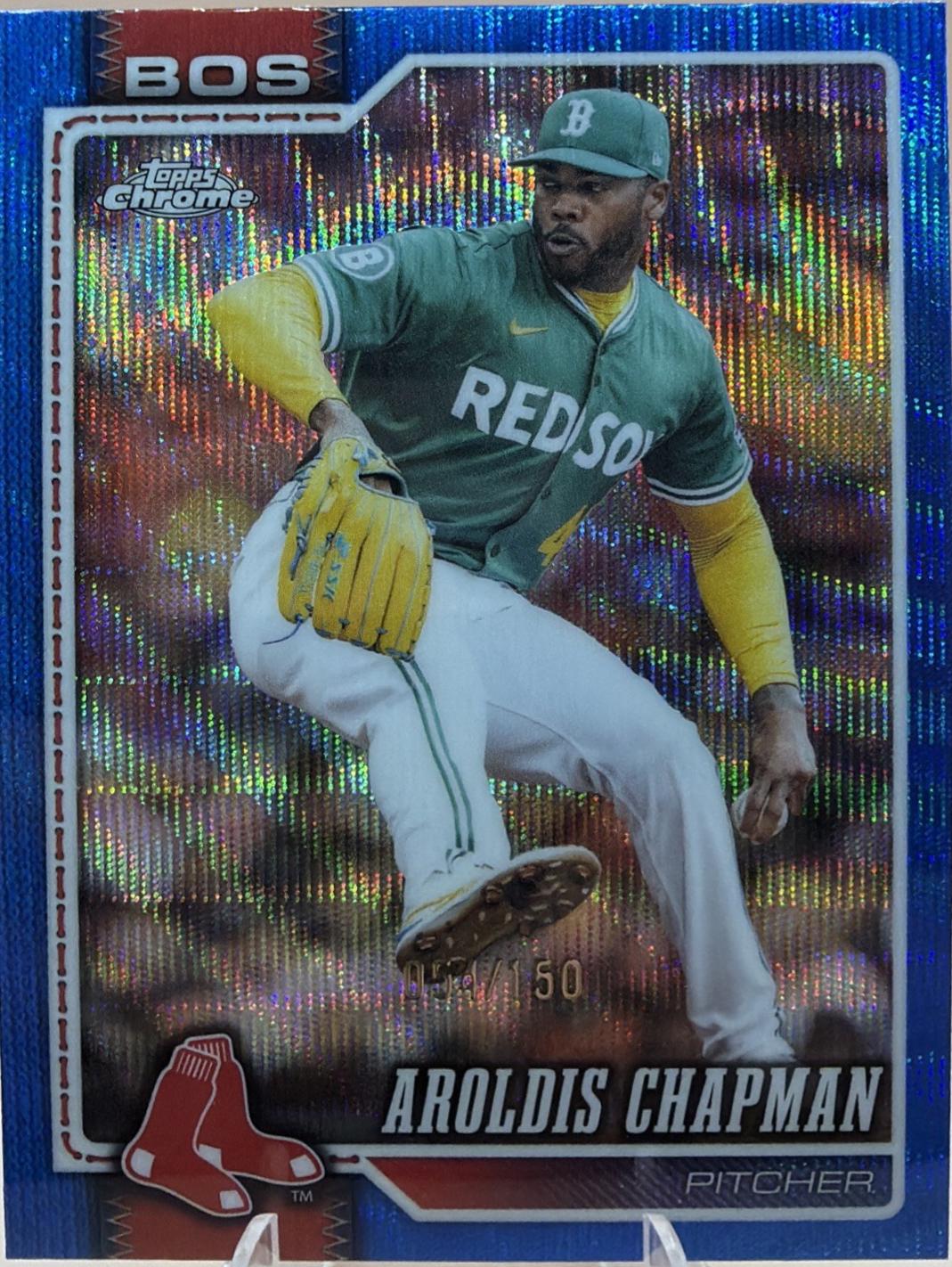 2026 Topps Chrome Aroldis Chapman [Blue Wave Refractor] #145 card