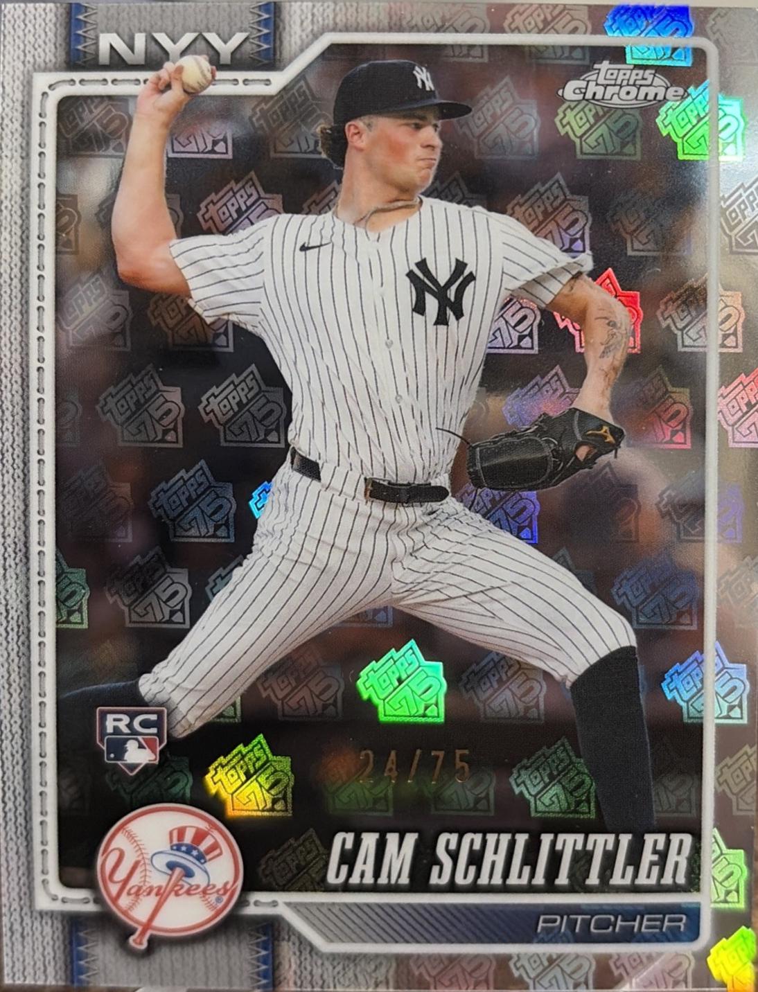 2026 Topps Chrome Cam Schlittler [75th Anniversary Refractor] #262 card