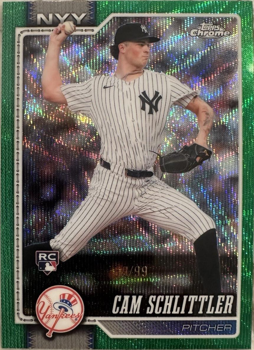 2026 Topps Chrome Cam Schlittler [Green Wave Refractor] #262 card