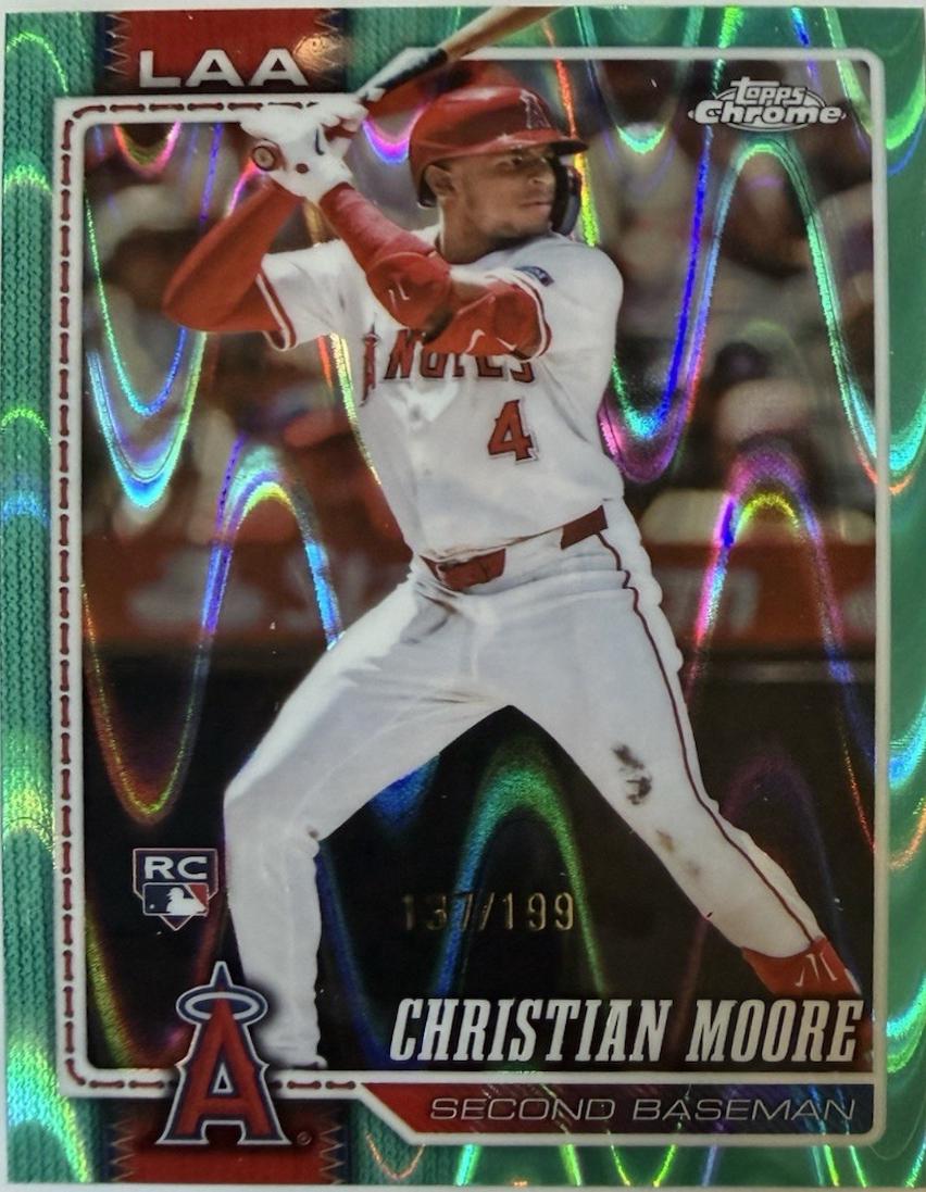 2026 Topps Chrome Christian Moore [Aqua X-Fractor] #232 card