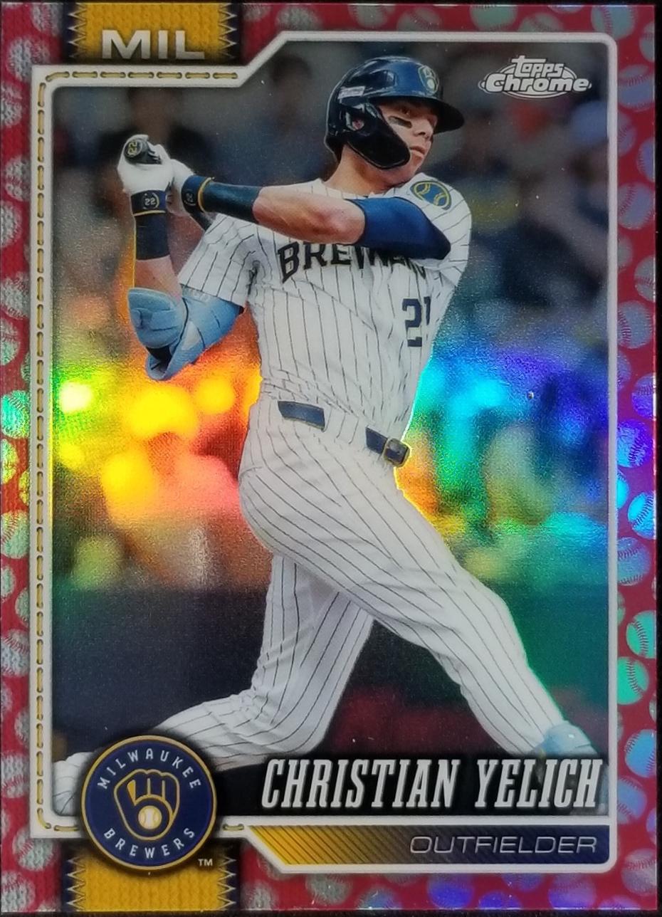 2026 Topps Chrome Christian Yelich [Baseball Seams Refractor] #15 card