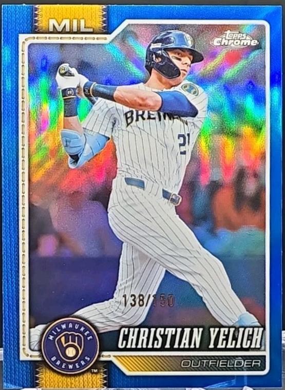 2026 Topps Chrome Christian Yelich [Blue Refractor] #15 card