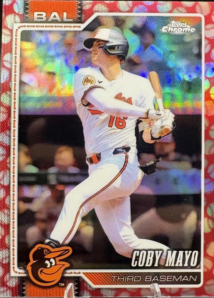 2026 Topps Chrome Coby Mayo [Baseball Seams Refractor] #139 card