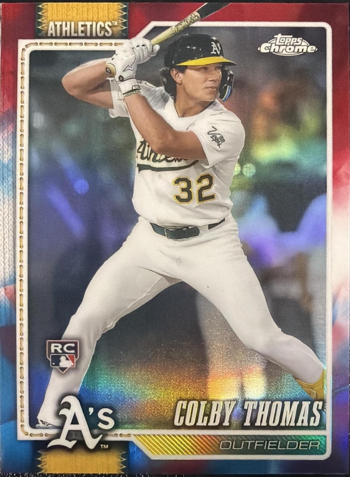 2026 Topps Chrome Colby Thomas [Red White Blue Refractor] #147 card