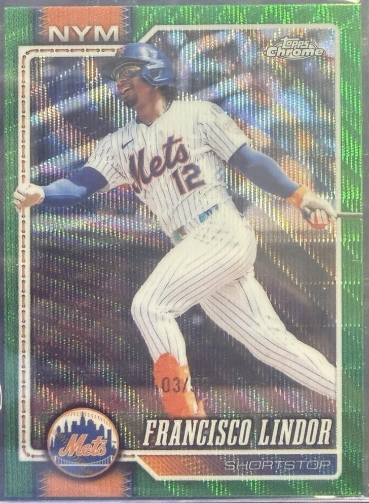 2026 Topps Chrome Francisco Lindor [Green Wave Refractor] #299 card