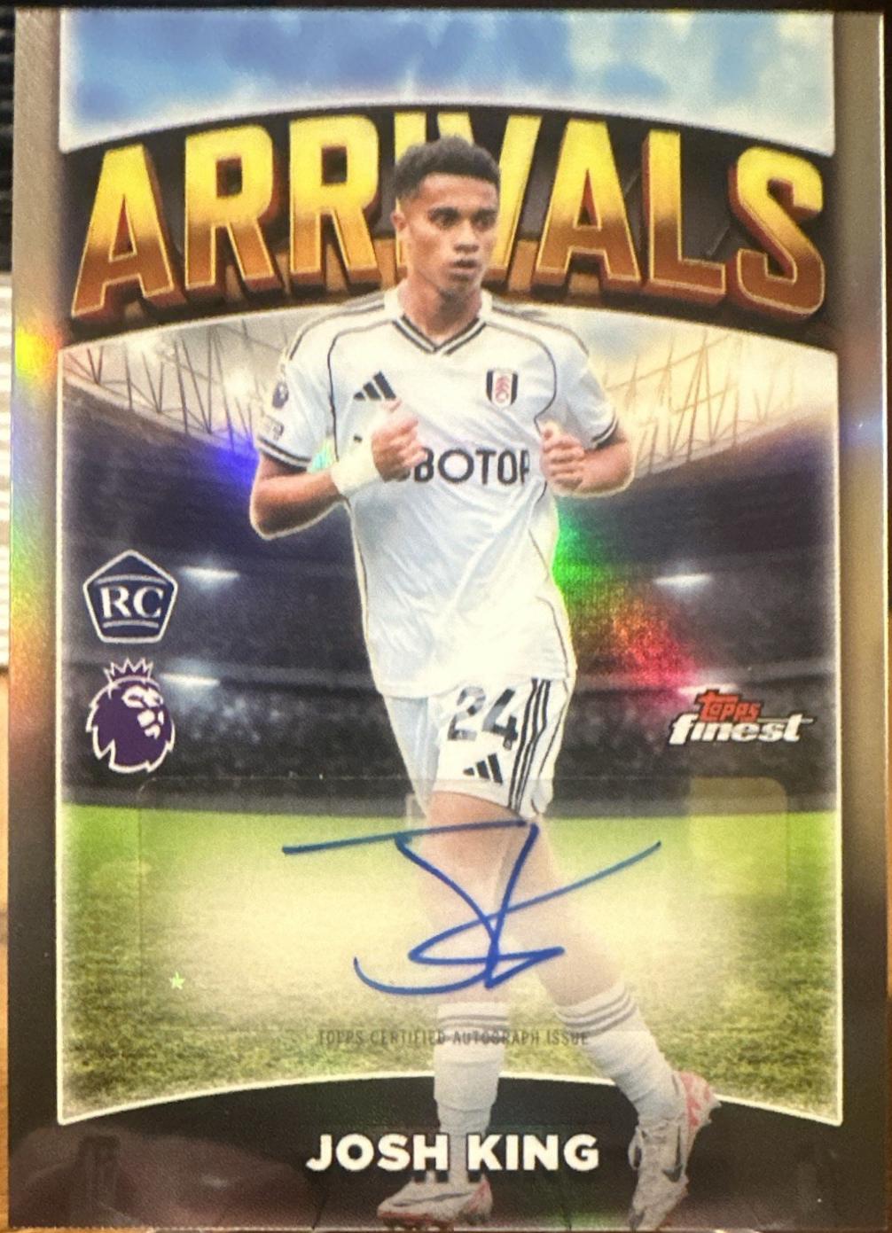 2026 Topps Finest Premier League Arrivals Autograph Josh King #AA-JK card