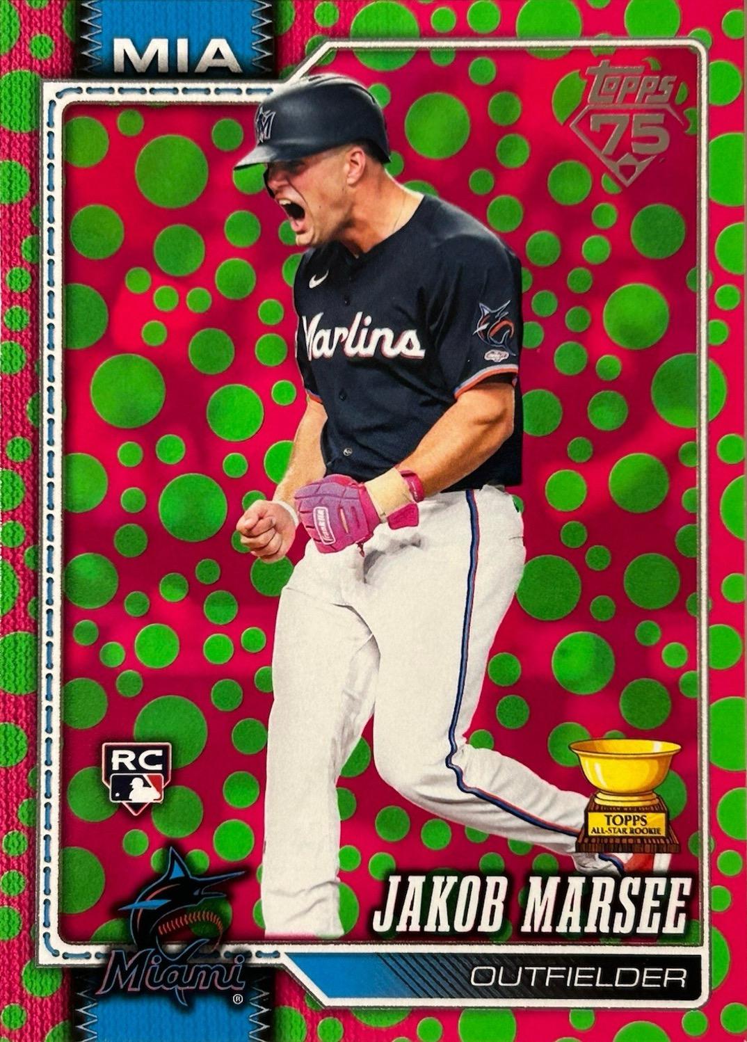 2026 Topps Jakob Marsee [Holiday Dots Green Pink] #37 card