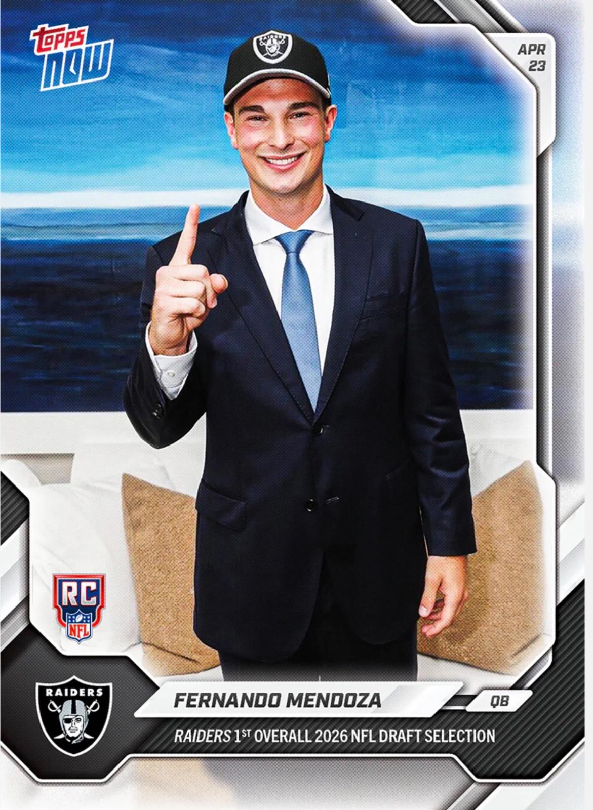 2026 Topps Now Fernando Mendoza #FMEN card