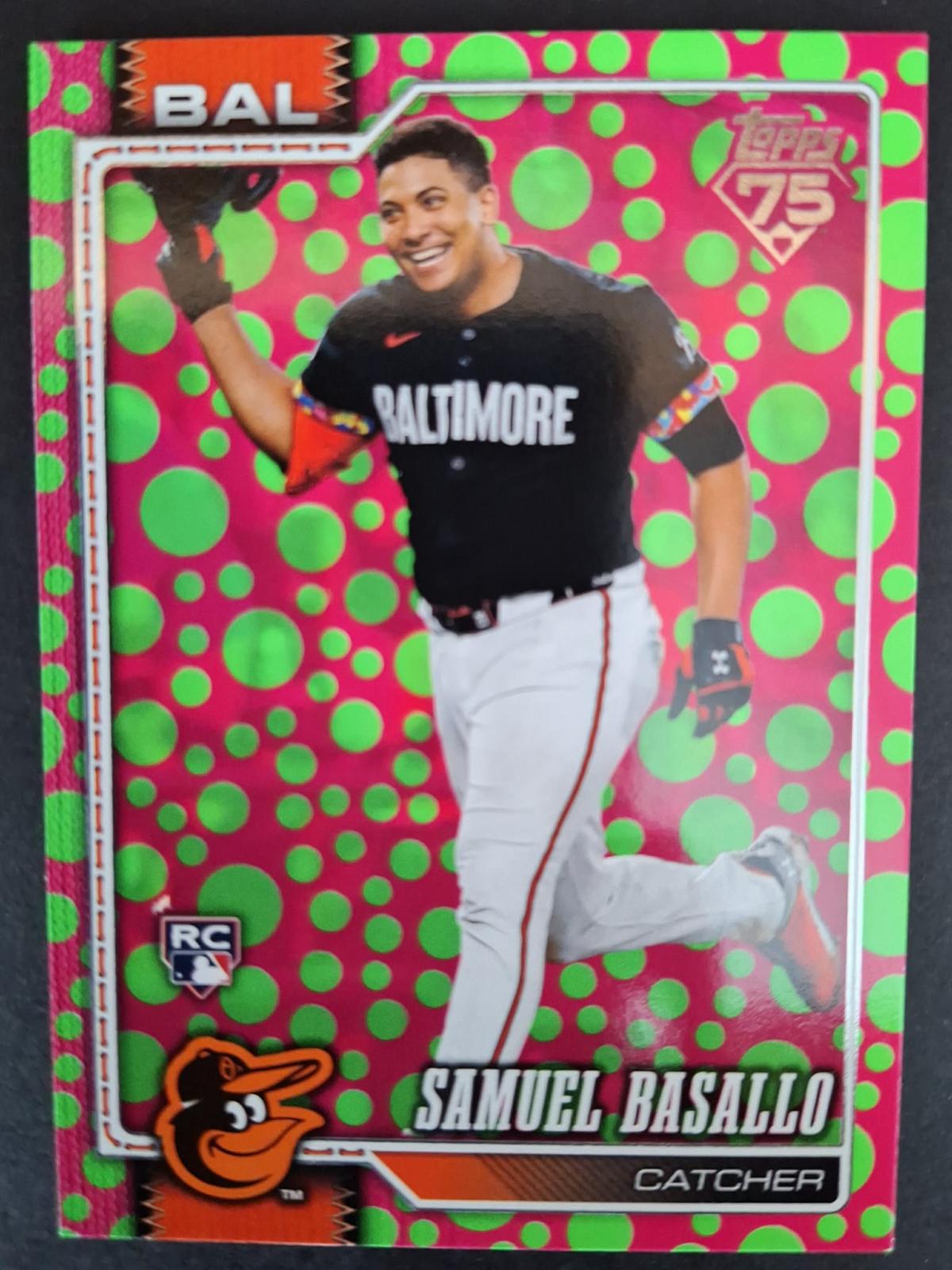 2026 Topps Samuel Basallo [Holiday Dots Green Pink] #104 card