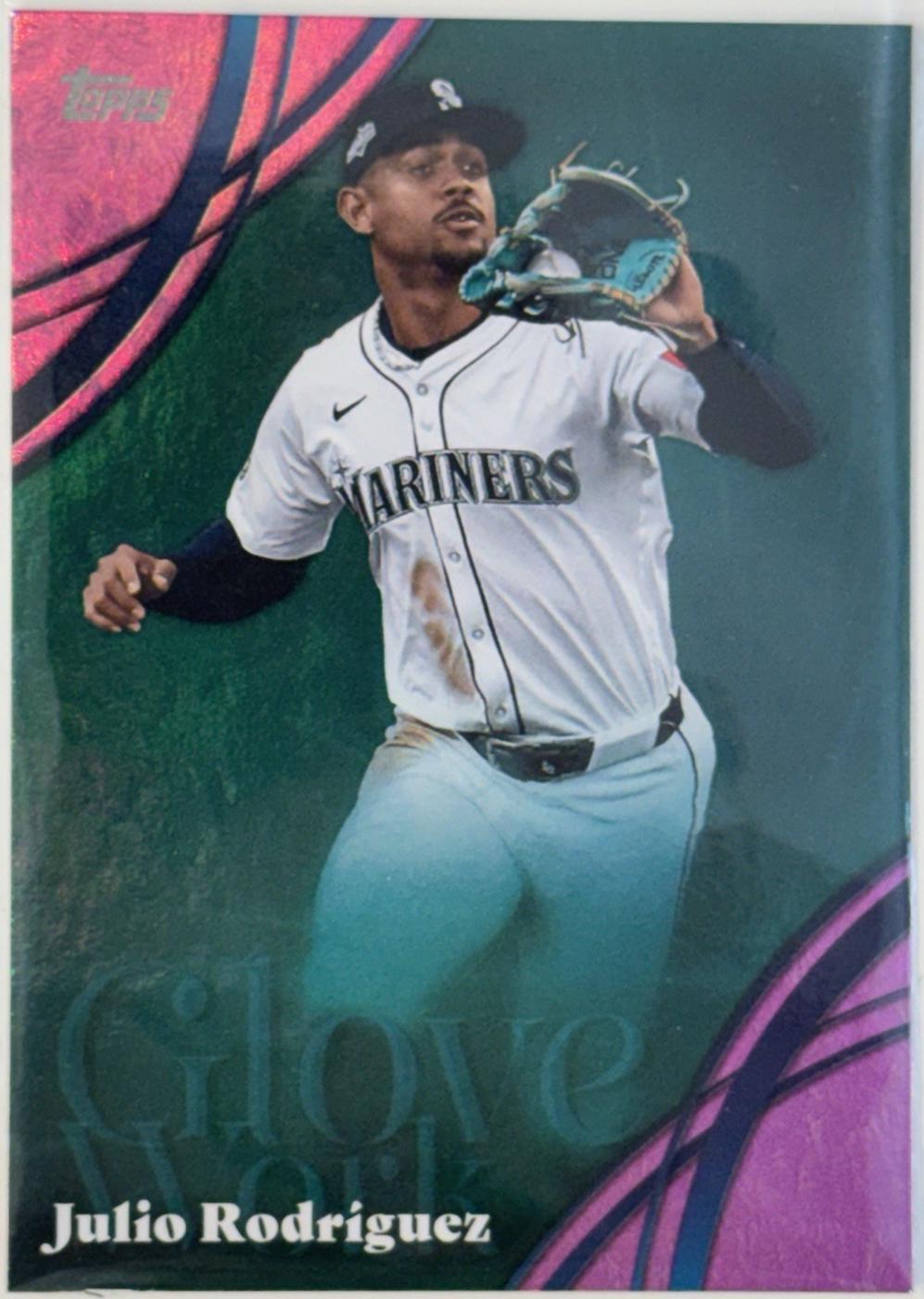 2026 Topps Series 2 Glove Work Julio Rodriguez [Pink Foil] #GW-31 card